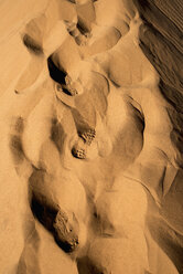 Africa, Namibia, Sossusvlei, Footmarks in the sand dune - HLF000471