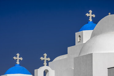 Greece, Cyclades, Naxos, view to Agios Nikodimos church in front of blue sky - KRPF000457