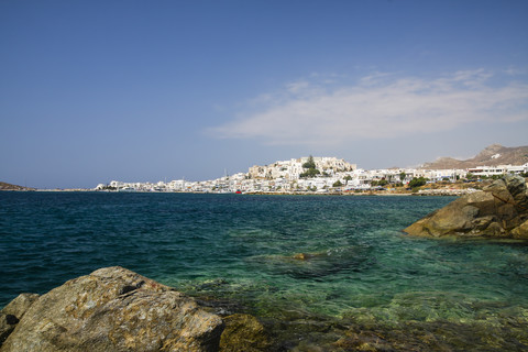 Griechenland, Kykladen, Naxos Stadt und Hafen, lizenzfreies Stockfoto