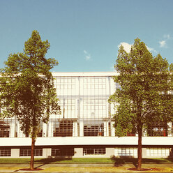 Vorhangfassade des Bauhausgebäudes von Walter Gropius, Dessau, Sachsen-Anhalt, Deutschland - MSF003923