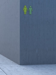 Zwei grüne Icons auf grauer Betonwand, 3D Rendering - UWF000104