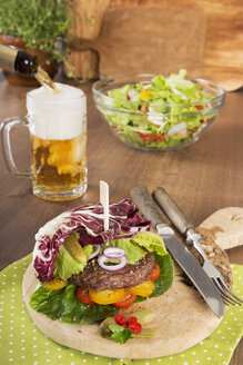 Beef burger and glass of beer - CSTF000363