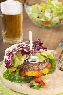 Beef burger and glass of beer - CSTF000364