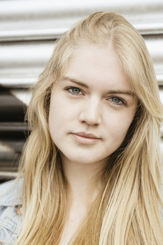 Portrait of a young blond woman stock photo