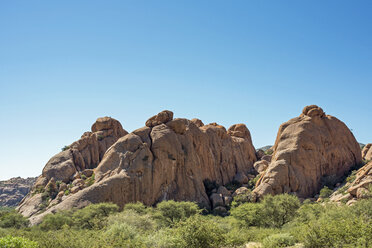 Africa, Namibia, Erongo mountains, three granite rocks formed like elephants - HLF000560