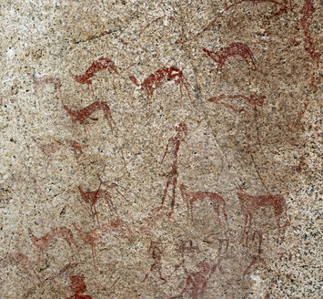 Africa, Namibia, Erongo mountains, prehistorical rock painting - HLF000553