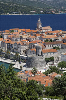 Kroatien, Dubrovnik-Neretva, Insel Korcula, Korcula, Stadtbild, Stadtmauer - GF000495