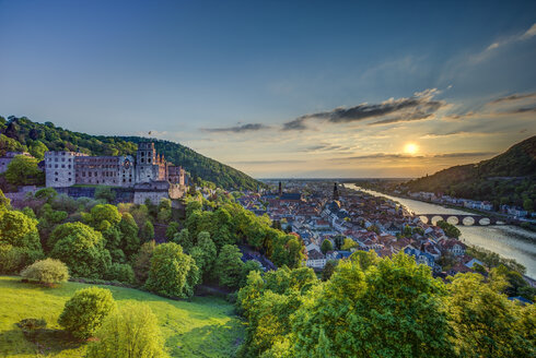 Germany, Heidelberg, Heidelberg Castle and Neckar River - TIF000046