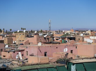 Africa, Morocco, Marrakesch-Tensift-El Haouz, view to roof tops of medina - AMF002269