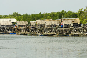 Indonesia, Riau Islands, Bintan Island, Fishing village, Wooden huts stock  photo