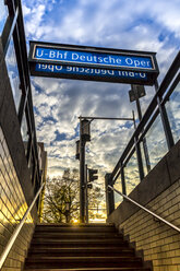 Germany, Berlin, entrance of subway station Deutsche Oper - NKF000124