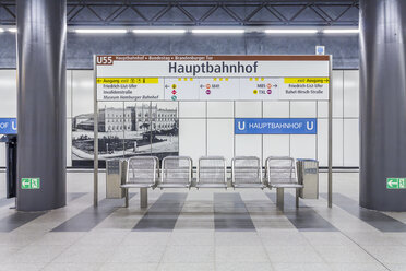 Germany, Berlin, modern architecture of subway station Hauptbahnhof, central station - NKF000130