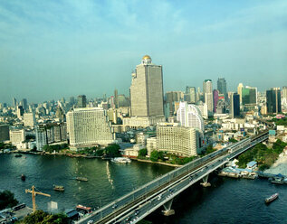 Thailand, Bangkok, am Fluss ChaoPhraya, Thaksin-Brücke - AVSF000178