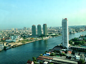 Thailand, Bangkok, on ChaoPhraya river, Thaksin bridge - AVSF000179