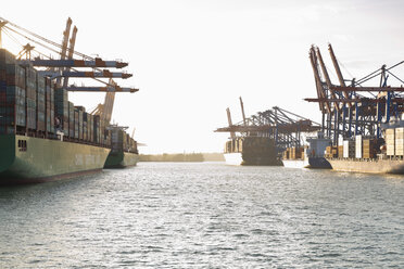 Deutschland, Hamburg, Containerschiffe im Waltershofer Hafen - MS003957