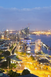 Germany, Hamburg, View on the harbor, Elbe river and Elbphilharmonie - MSF003966