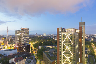 Germany, Hamburg, Cityscape at night with TV tower and Dancing Towers - MSF003986