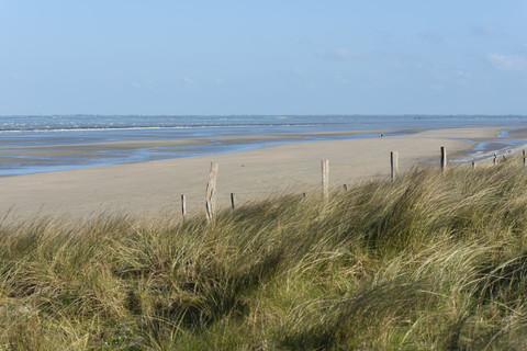 Frankreich, Normandie, Manche, Sainte Marie du Mont, Blick auf Utah Beach, lizenzfreies Stockfoto