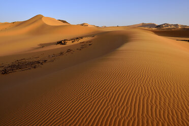 Africa, Algeria, Sahara, Tassili N'Ajjer National Park, Tadrart, Sand dunes at Oued In Djerane - ES001178