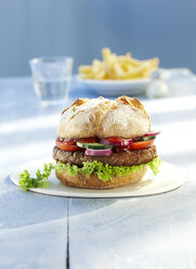 Hamburger auf Teller und Pommes frites - KSWF001314