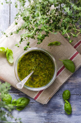 Fresh basil pesto in a glass - ODF000701