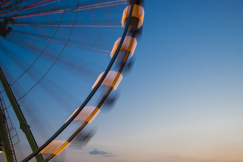 Germany, North Rhine-Westphalia, Cologne, part of big wheel at blue hour stock photo