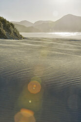 Neuseeland, Golden Bay, Wharariki Beach, Windmuster und Spiegelungen in einer Sanddüne - SHF001460