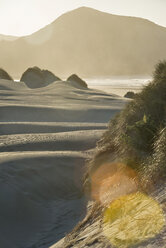 Neuseeland, Golden Bay, Wharariki Beach, Windmuster und Spiegelungen in einer Sanddüne - SHF001462