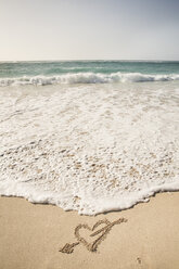 Karibik, Barbados, Silver Sands Strand, Herz im Sand - SKF001558