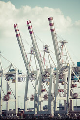 Germany, Hamurg, cranes at container terminal Tollerort - KRPF000616