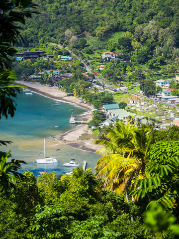 Karibik, Antillen, Kleine Antillen, St. Lucia, Soufriere, Bucht, lizenzfreies Stockfoto