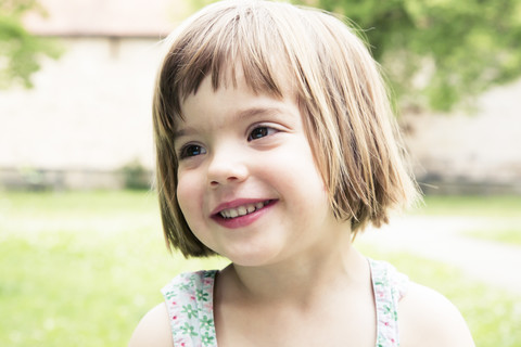 Portrait of happy little girl stock photo