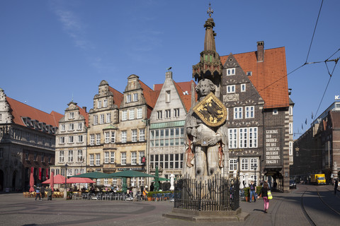 Germany, Bremen, Bremen Roland on market square stock photo