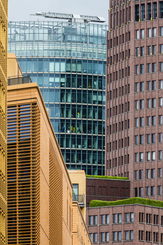 Germany, Berlin, partial view of facades at Potsdam Square stock photo