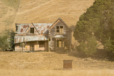 New Zealand, South Island, Wakefield, ruinous old wooden farmhouse - SHF001504