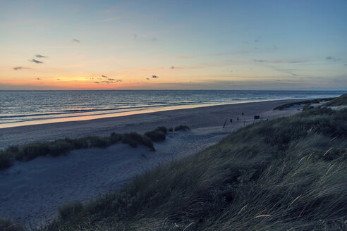 Niederlande, Ouddorp, Strand bei Sonnenuntergang - PAF000728