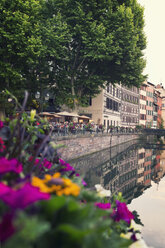 Frankreich, Straßburg, Fluss Ill im Stadtteil Petite France am Place Benjamin Zix - MEMF000262