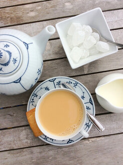 North German tea with cream and lump sugar in traditional porcelain - JAWF000027