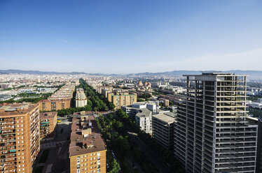 Spanien, Barcelona, Blick auf das Stadtviertel Diagonal Mar i el Front Maritim del Poblenou - THAF000511