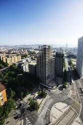 Spanien, Barcelona, Blick auf das Stadtviertel Diagonal Mar i el Front Maritim del Poblenou - THAF000512