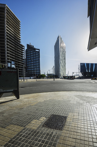 Spanien, Barcelona, Telefonica-Gebäude, lizenzfreies Stockfoto