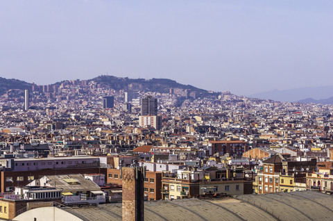 Spain, Barcelona, cityscape from Palau Nacional stock photo