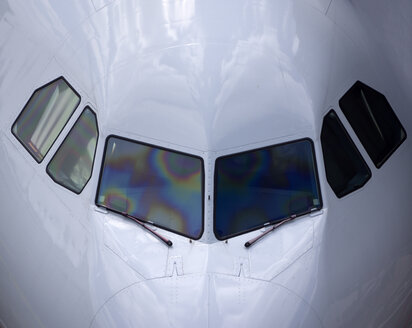 Germany, Hesse, Frankfurt, Airport, Cockpit of an airplane - JWAF000178