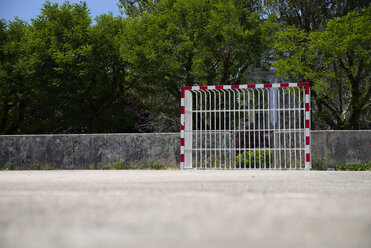 Spain, soccer goal at football ground - LAF000903