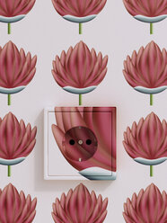 3d Rendering, Steckdose in Wand mit Blumen - UWF000136