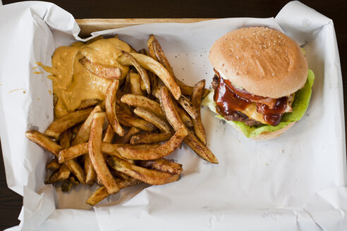 Box mit Hamburger und Pommes frites mit Sauce - FEXF000201