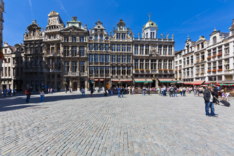 Belgien, Brüssel, Blick auf die Zunfthäuser am Grand Place, lizenzfreies Stockfoto