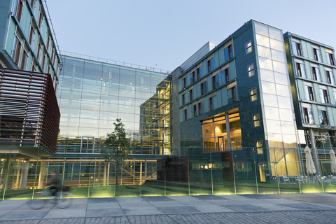 Germany, Berlin, view to Jakob-Kaiser-Building at twilight stock photo