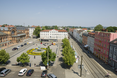 Deutschland, Schwerin, Bahnhofsvorplatz, lizenzfreies Stockfoto