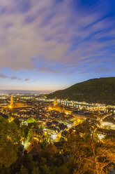 Germany, Baden-Wuerttemberg, Heidelberg, View to Old town, City view in the evening - WDF002562